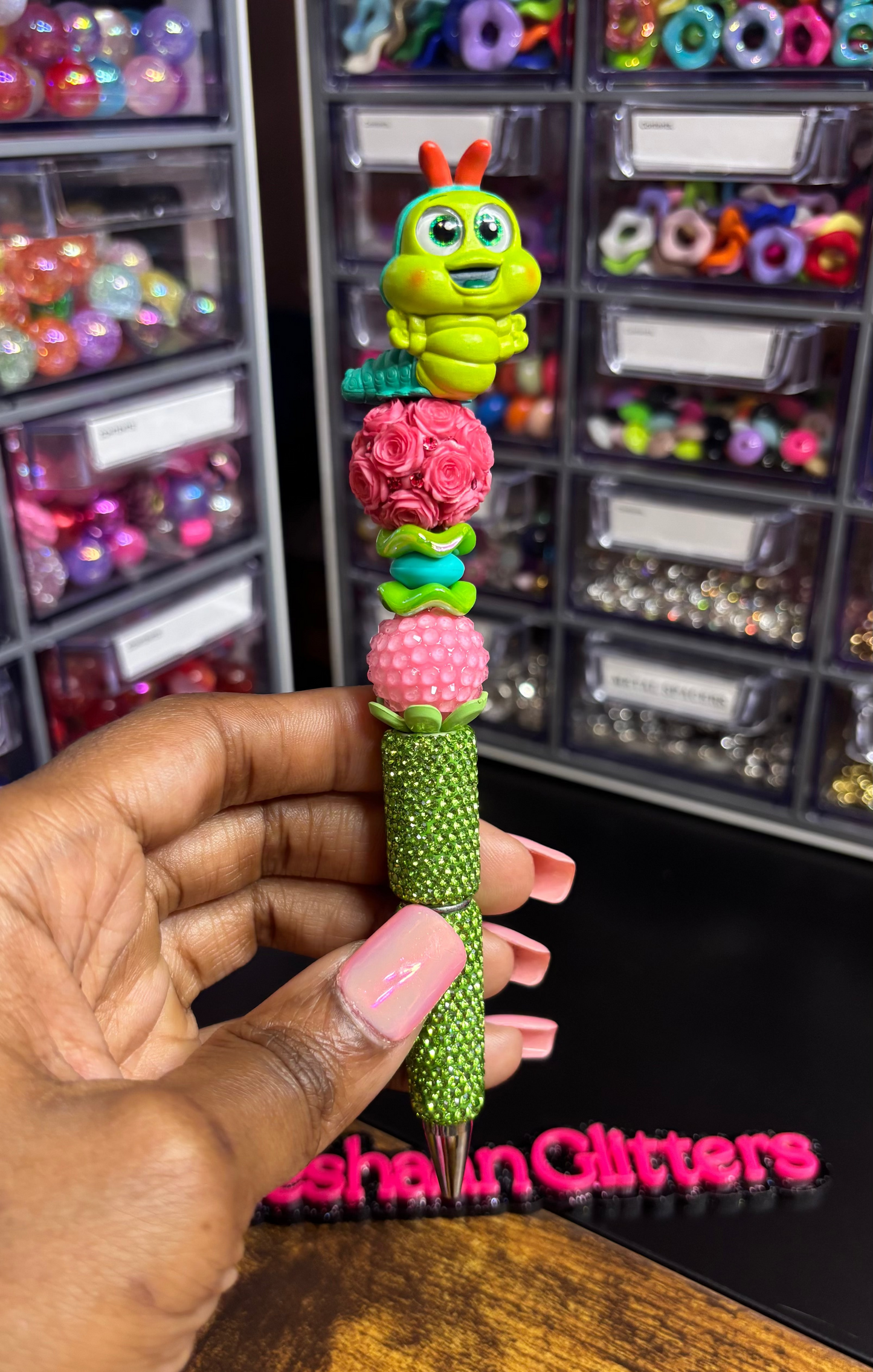 Caterpillar Beaded Rhinestone Pen