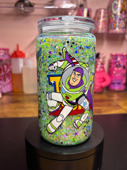 Kids Acrylic Glow-in-the-Dark Snow Globe Cup - Animated Character Style 16 oz Premade