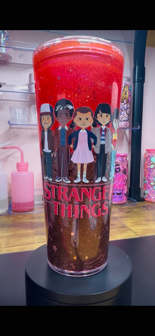 Dual Lava Acrylic Snow Globe Tumbler - 24 oz Premade