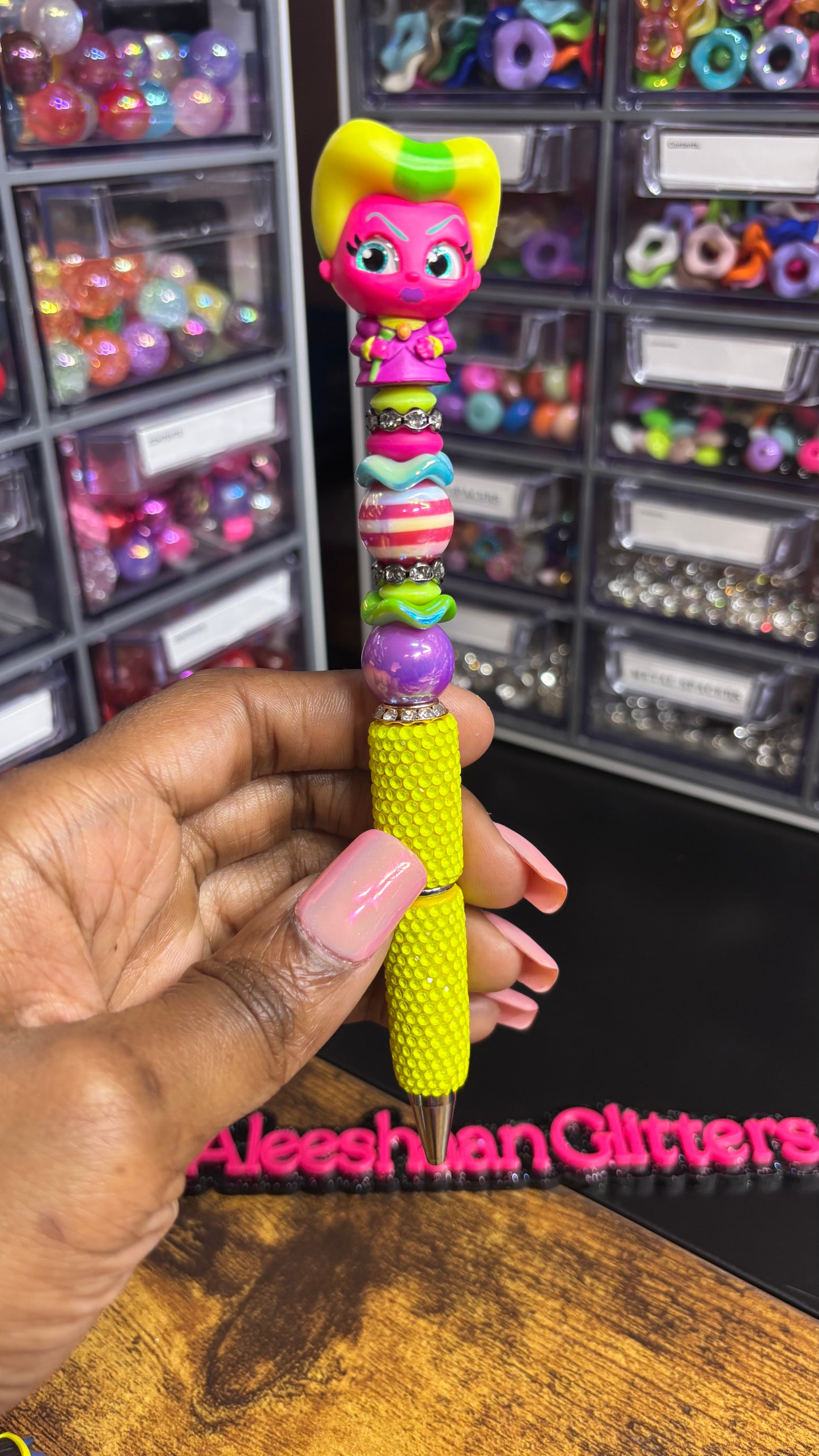 Neon Villain Beaded Rhinestone Pen
